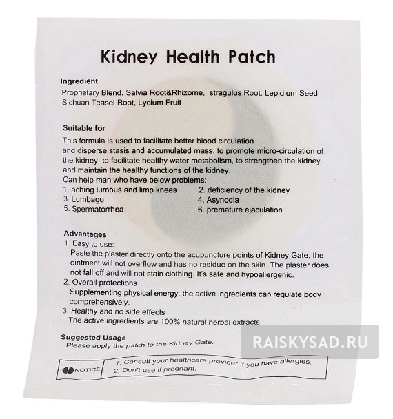 картинка Пластырь "Инь Янь" (Kidney health patch) для лечения простатита от магазина Райский Сад
